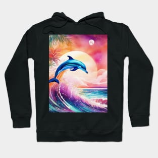 Dolphin Painting in Water Color, Beautiful, Colorful Hoodie